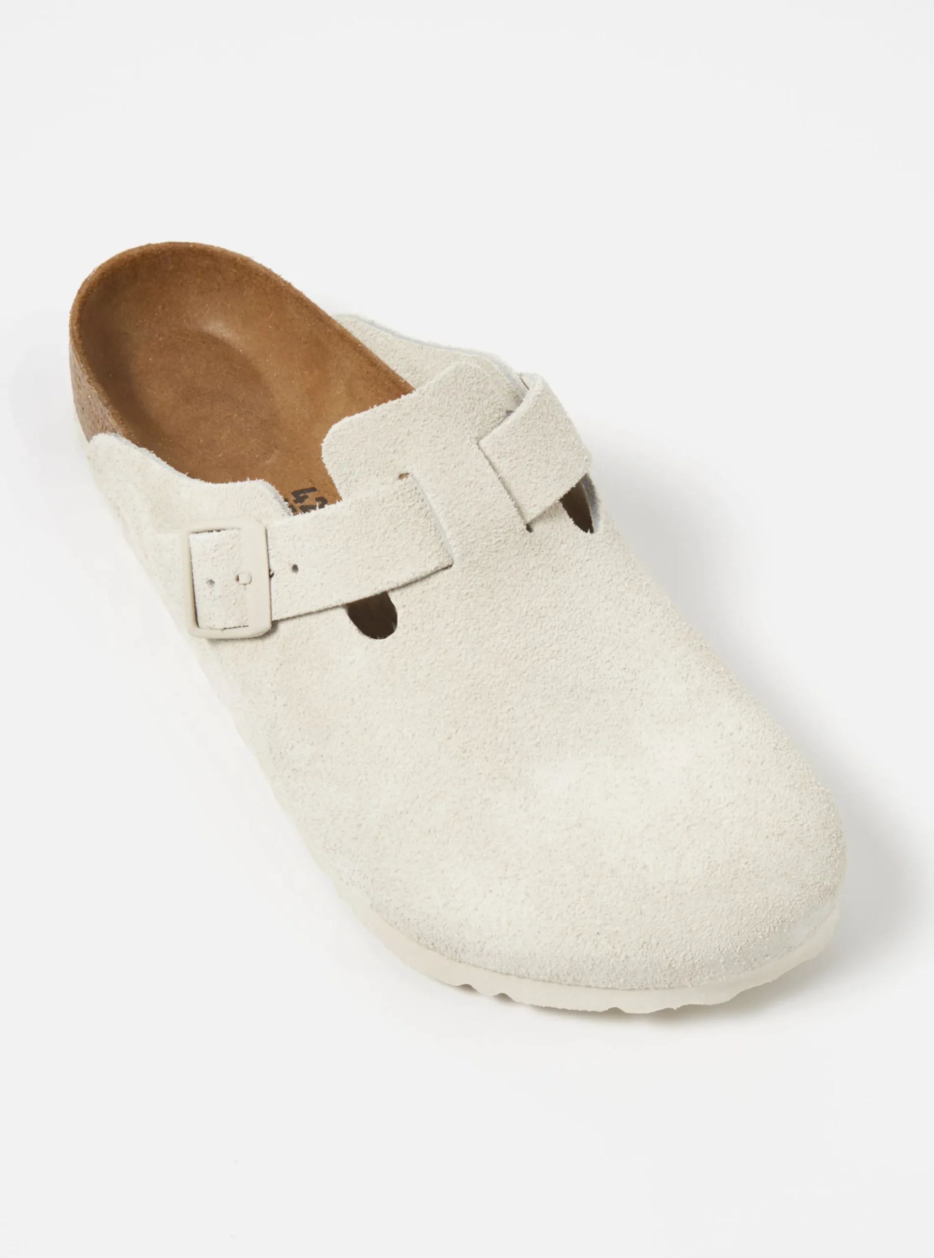 Outlet Birkenstock Boston In Antique White Suede Men Footwear.