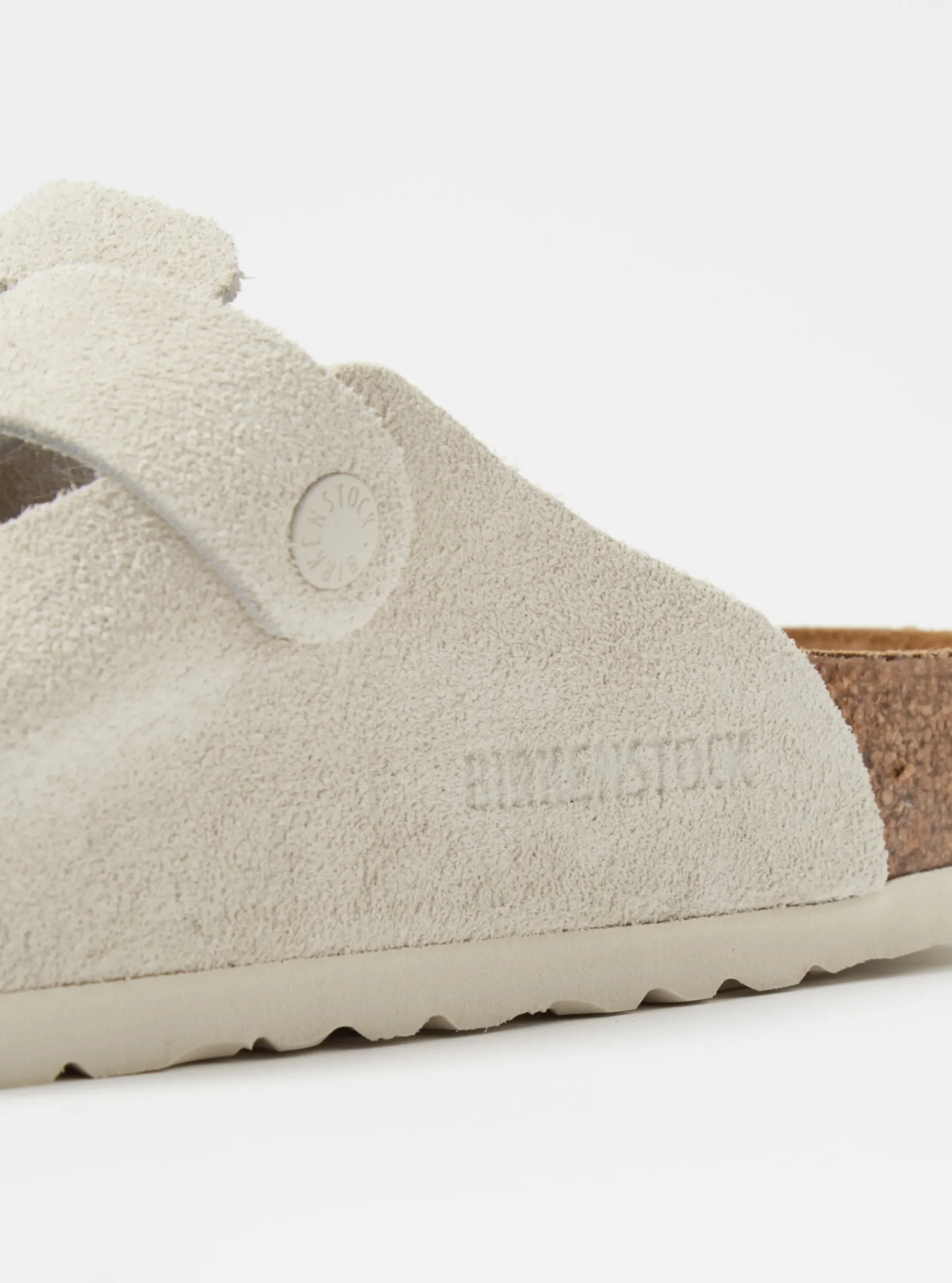 Outlet Birkenstock Boston In Antique White Suede Men Footwear.