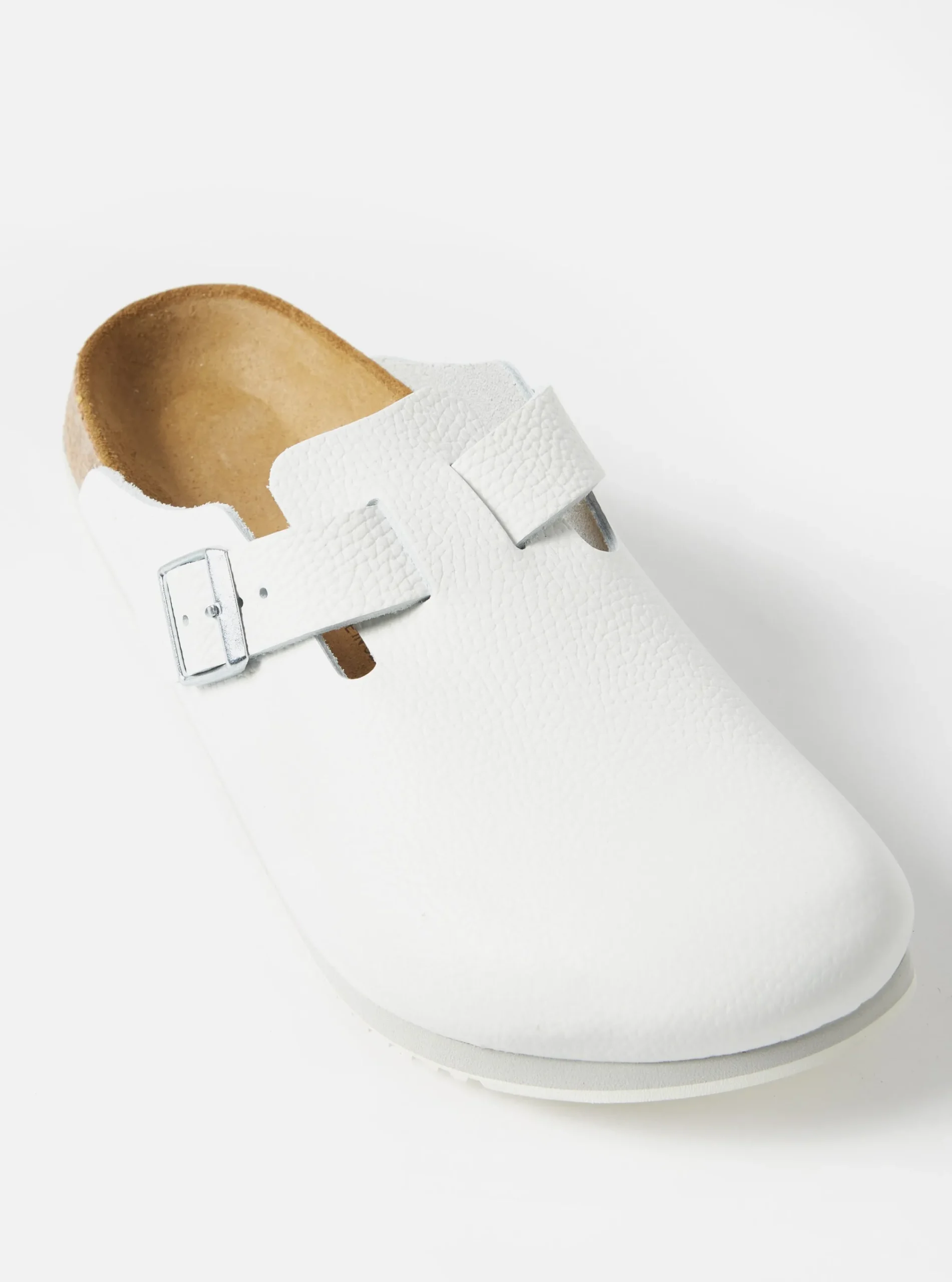 Discount Birkenstock Supergrip Boston In White Natural Leather Men Footwear.