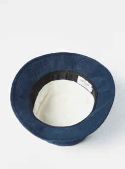 Shop Cableami® Pork Pie Hat In Navy Linen/Cotton Oxford Men Accessories.