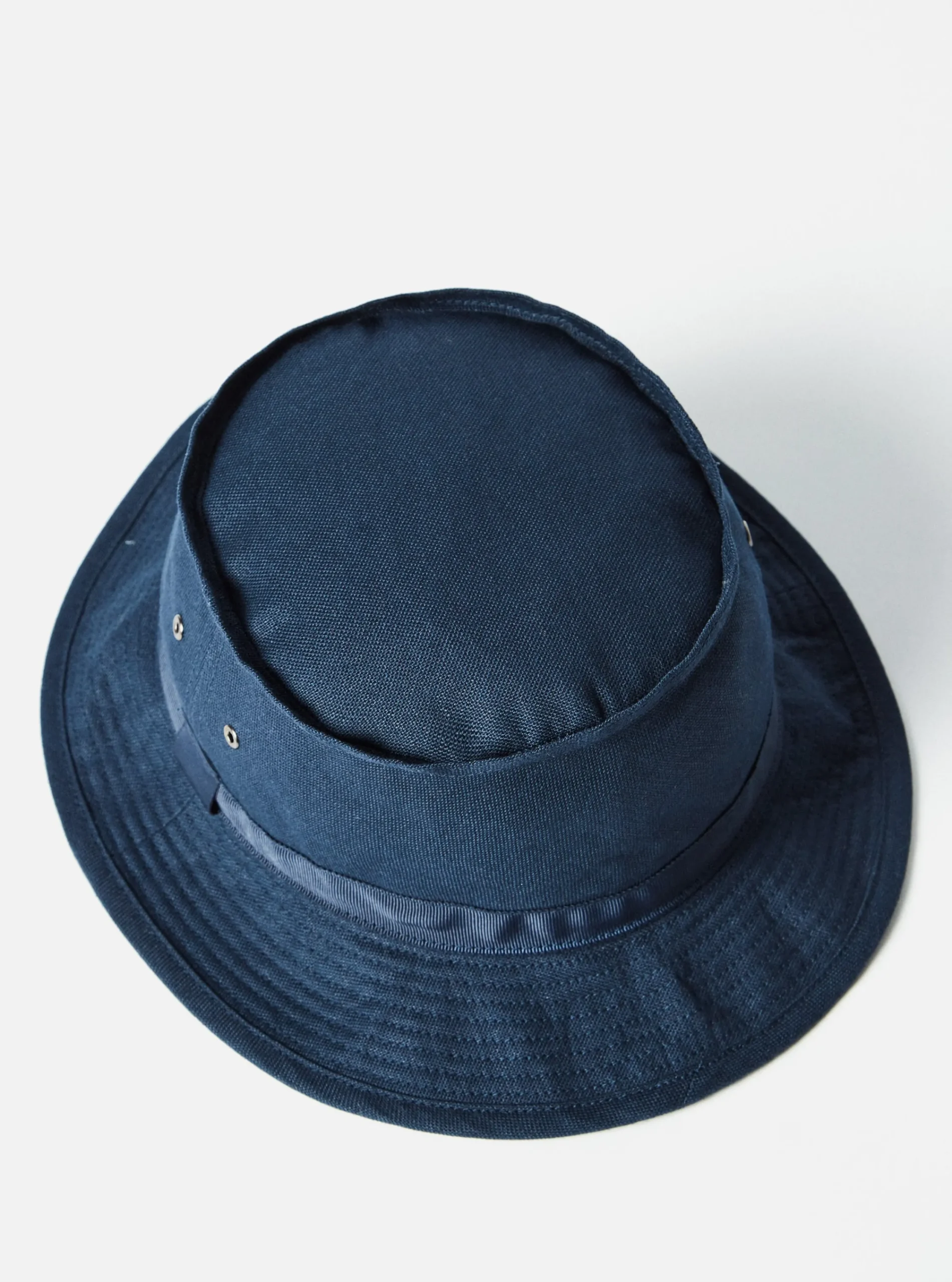 Shop Cableami® Pork Pie Hat In Navy Linen/Cotton Oxford Men Accessories.