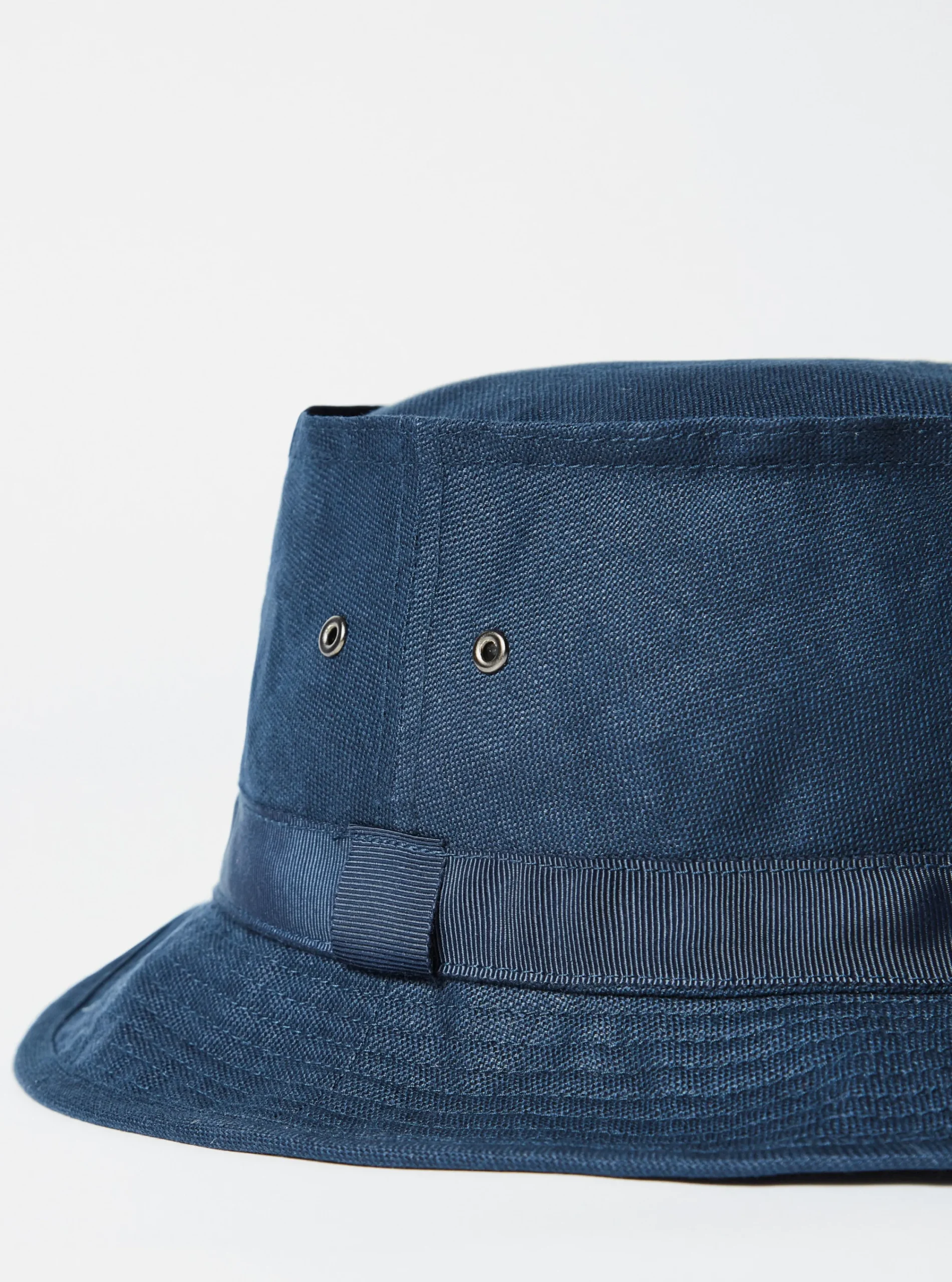 Shop Cableami® Pork Pie Hat In Navy Linen/Cotton Oxford Men Accessories.