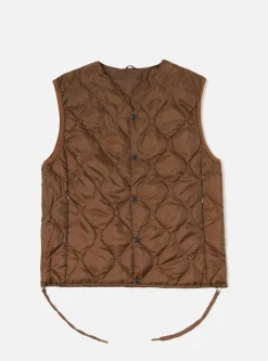 Shop Taion By F/Ce. Packable Down Vest In Brown Nylon Ripstop/Duck Down Men Waistcoats & Gilets.