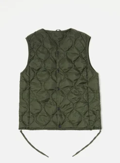 Flash Sale Taion By F/Ce. Packable Down Vest In Olive Nylon Ripstop/Duck Down Men Waistcoats & Gilets.