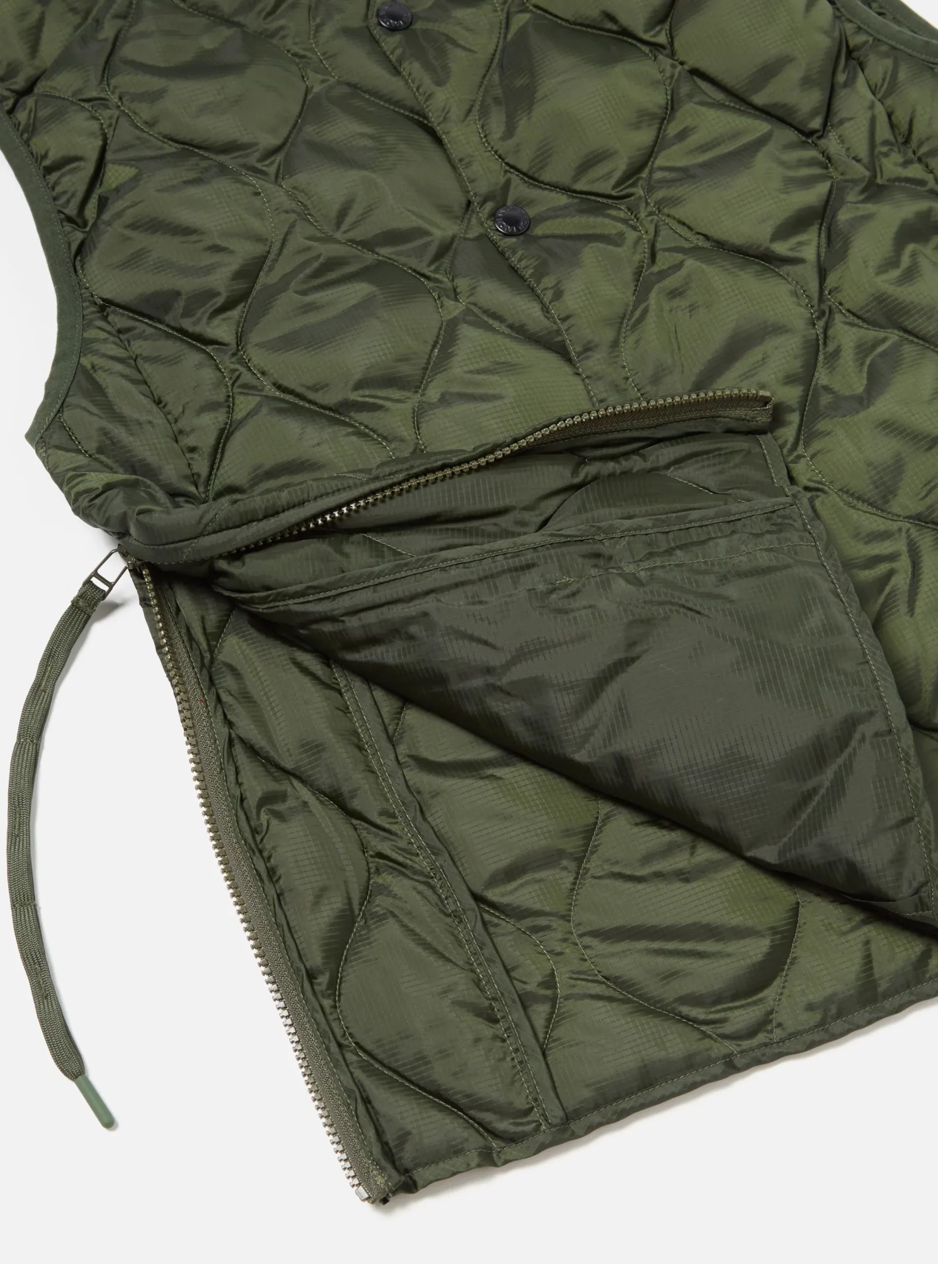 Flash Sale Taion By F/Ce. Packable Down Vest In Olive Nylon Ripstop/Duck Down Men Waistcoats & Gilets.