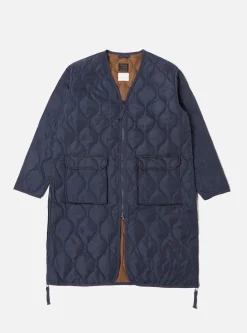 Cheap Taion Long Military V Neck Zip Down Coat In Dark Navy Ripstop Men Coats & Outerwear.