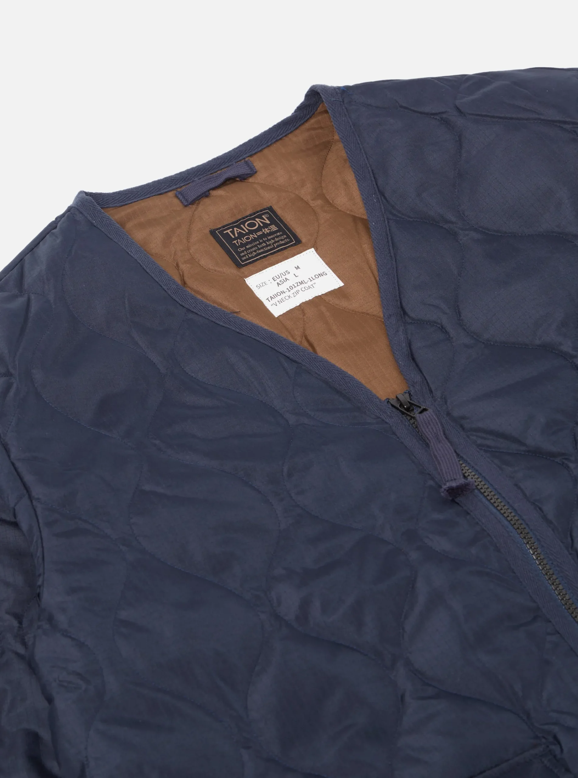 Cheap Taion Long Military V Neck Zip Down Coat In Dark Navy Ripstop Men Coats & Outerwear.