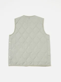 Clearance Taion Military Crew Neck Down Vest In Sage Green Ripstop Men Waistcoats & Gilets.