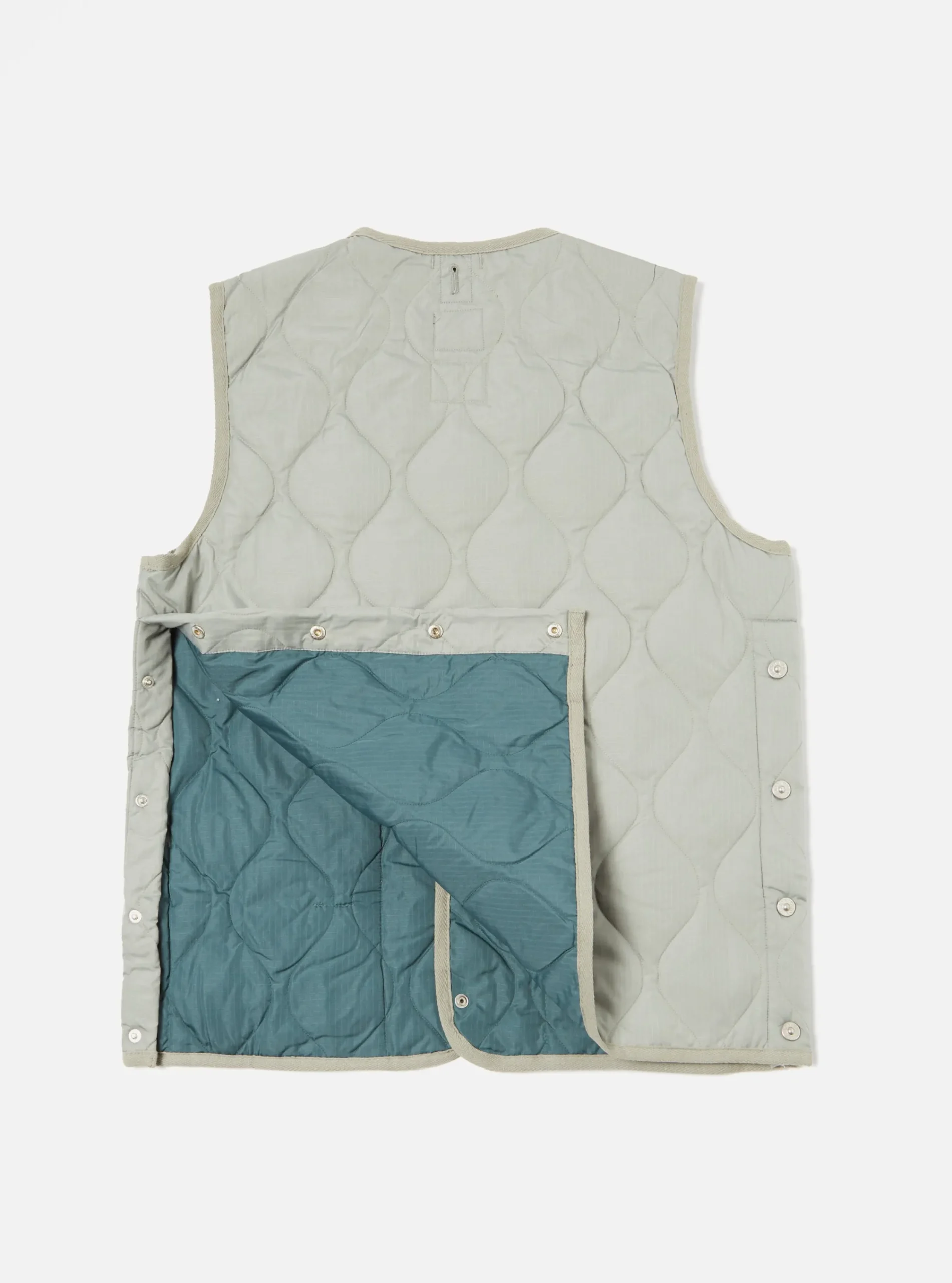 Clearance Taion Military Crew Neck Down Vest In Sage Green Ripstop Men Waistcoats & Gilets.