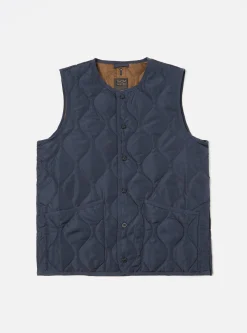 Fashion Taion Military Crew Neck Down Vest In Dark Navy Ripstop Men Waistcoats & Gilets.
