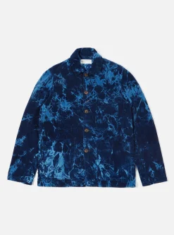 Store Bakers Jacket In Indigo Hand-Dyed Japanese Velvet Cord Men Jackets.