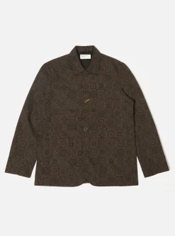 Shop Bakers Jacket In Black Japanese Print Twill Men Jackets.
