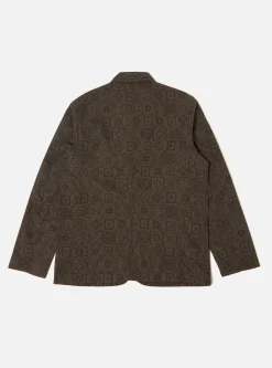 Shop Bakers Jacket In Black Japanese Print Twill Men Jackets.