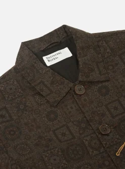 Shop Bakers Jacket In Black Japanese Print Twill Men Jackets.