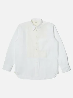 Cheap Bib Front Shirt In White Oxford/Cord Mix Men Shirts.