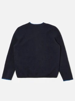 Cheap Blanket Cardigan In Navy Studio Wool Mix Men Fleece.