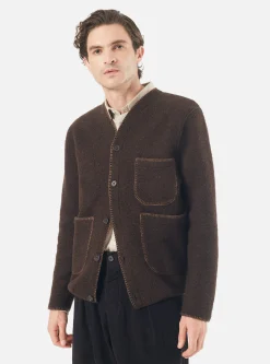 Cheap Blanket Cardigan In Brown Studio Wool Mix Men Fleece.