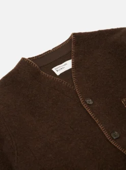 Cheap Blanket Cardigan In Brown Studio Wool Mix Men Fleece.