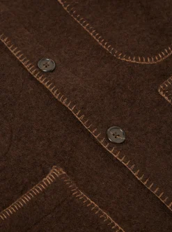 Cheap Blanket Cardigan In Brown Studio Wool Mix Men Fleece.