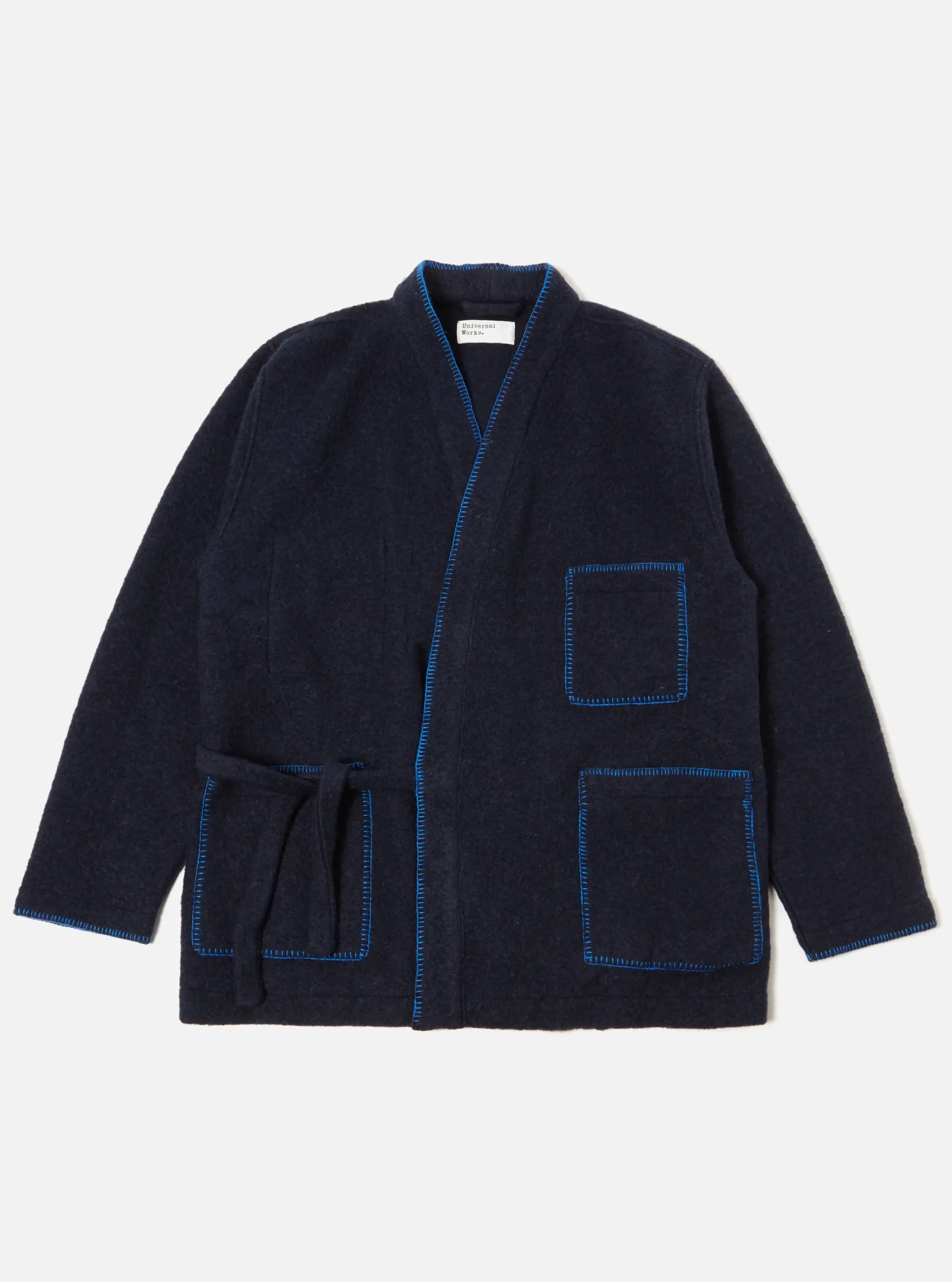 Best Blanket Kyoto Work Jacket In Navy Studio Wool Mix Men Fleece.