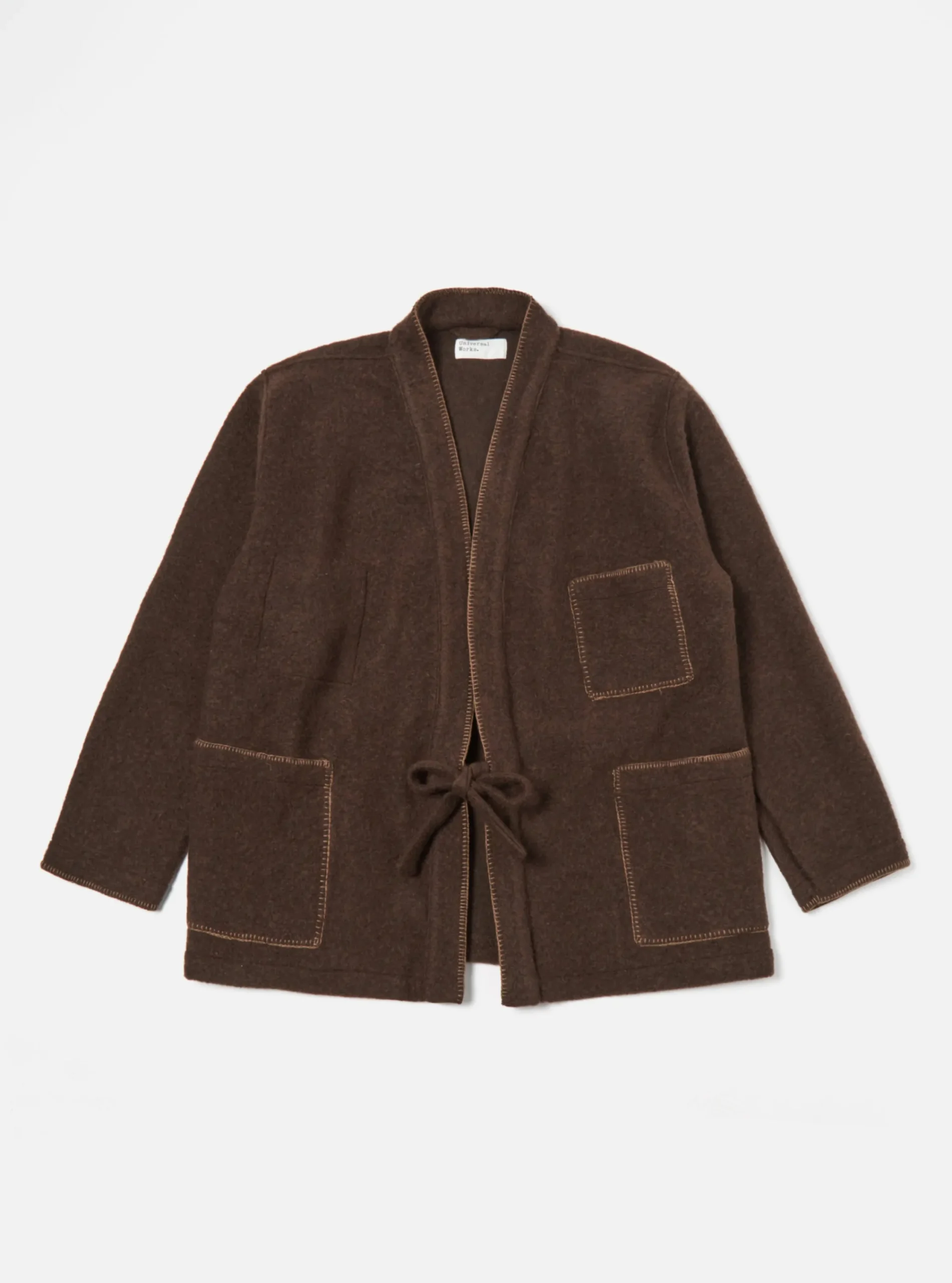 Best Blanket Kyoto Work Jacket In Brown Studio Wool Mix Men Fleece.