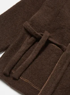 Best Blanket Kyoto Work Jacket In Brown Studio Wool Mix Men Fleece.