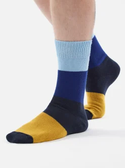 Best Sale Bold Stripe Sock In Sky/Indigo Cotton Men Underwear & Socks.