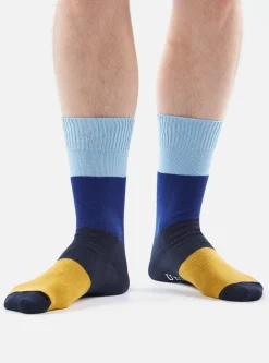 Best Sale Bold Stripe Sock In Sky/Indigo Cotton Men Underwear & Socks.