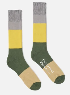 Cheap Bold Stripe Sock In Grey/Gold Cotton Men Underwear & Socks.