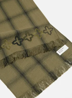 Clearance Border Scarf In Olive Shadow Check Men Accessories.