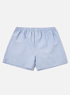 Store Boxer Short In Blue Oxford Cotton Men Underwear & Socks.