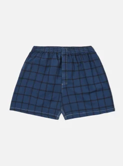 Fashion Boxer Short In Blue Check Men Nightwear.