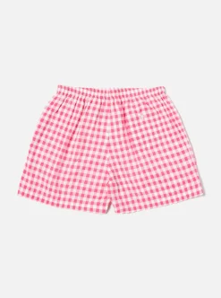 Hot Boxer Short In Pink Checked Seersucker Men Underwear & Socks.