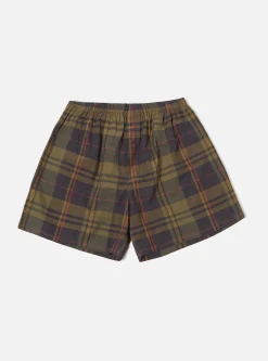 Clearance Boxer Short In Olive Tonal Check Men Underwear & Socks.