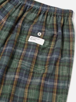 Fashion Boxer Short In Green Ikat Twill Check Men Underwear & Socks.