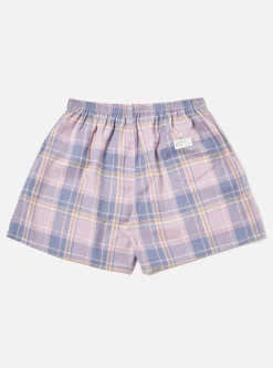 Outlet Boxer Short In Lilac Soft Check Men Underwear & Socks.
