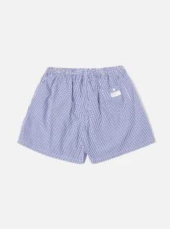 New Boxer Short In Blue Gingham Check Men Nightwear.
