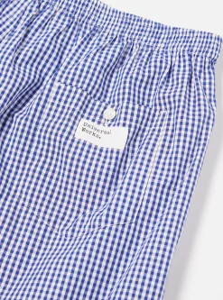 New Boxer Short In Blue Gingham Check Men Nightwear.