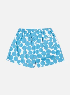 Shop Boxer Short In Blue Dot Print Poplin Men Nightwear.