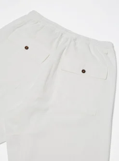 Shop Braga Pant In Ecru Italian Herringbone Cotton Men Trousers.