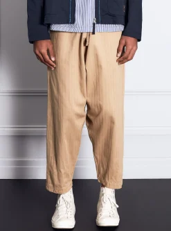 Flash Sale Braga Pant In Sand Italian Herringbone Cotton Men Trousers.