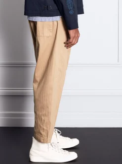Flash Sale Braga Pant In Sand Italian Herringbone Cotton Men Trousers.
