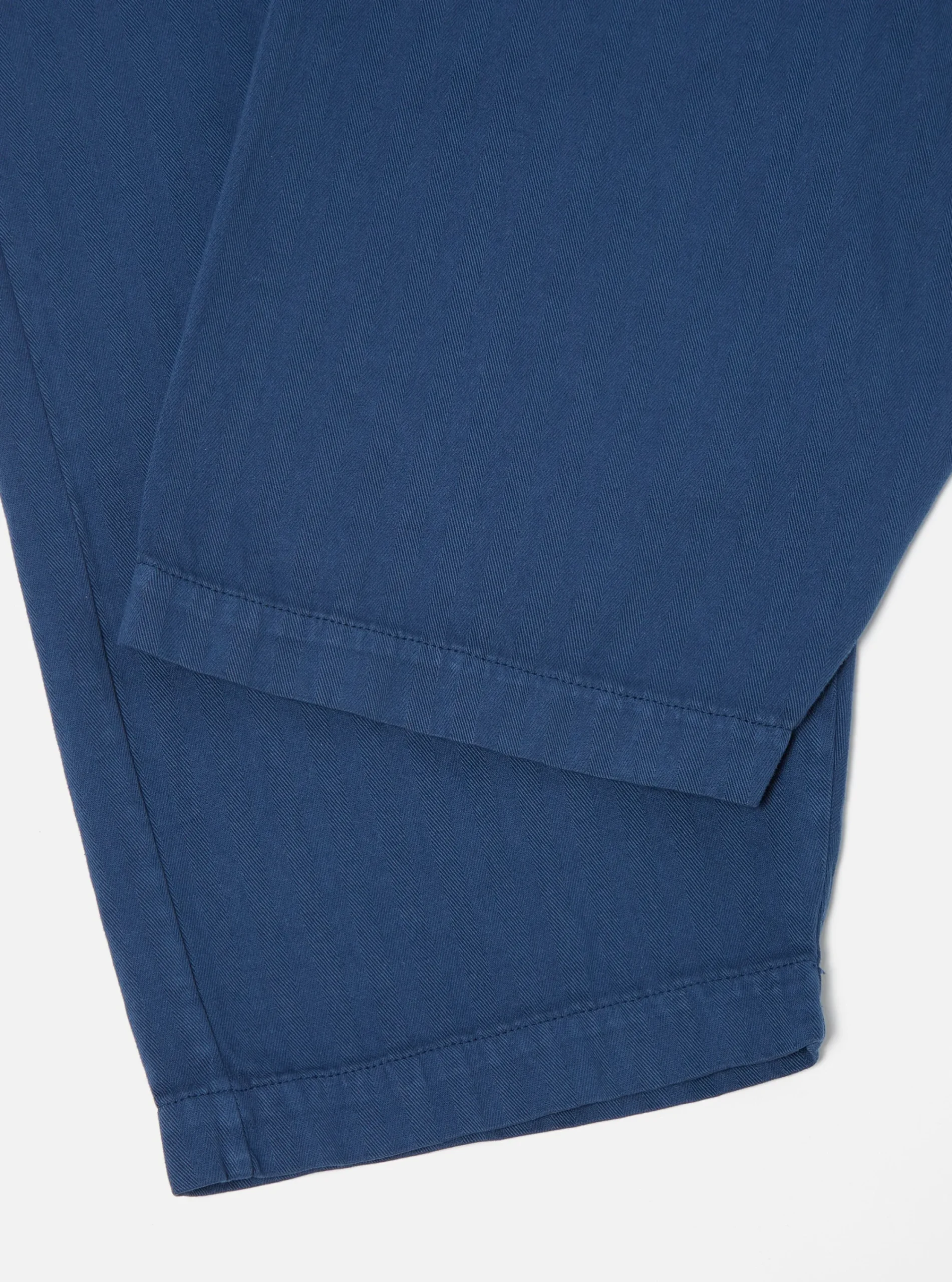 Cheap Braga Pant In Washed Navy Italian Herringbone Cotton Men Trousers.