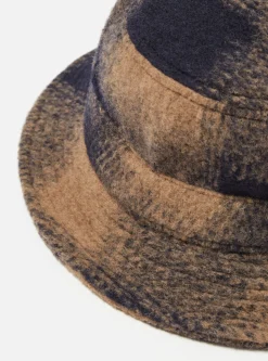 Shop Bucket Hat In Navy Mix Wool Fleece Men Accessories.