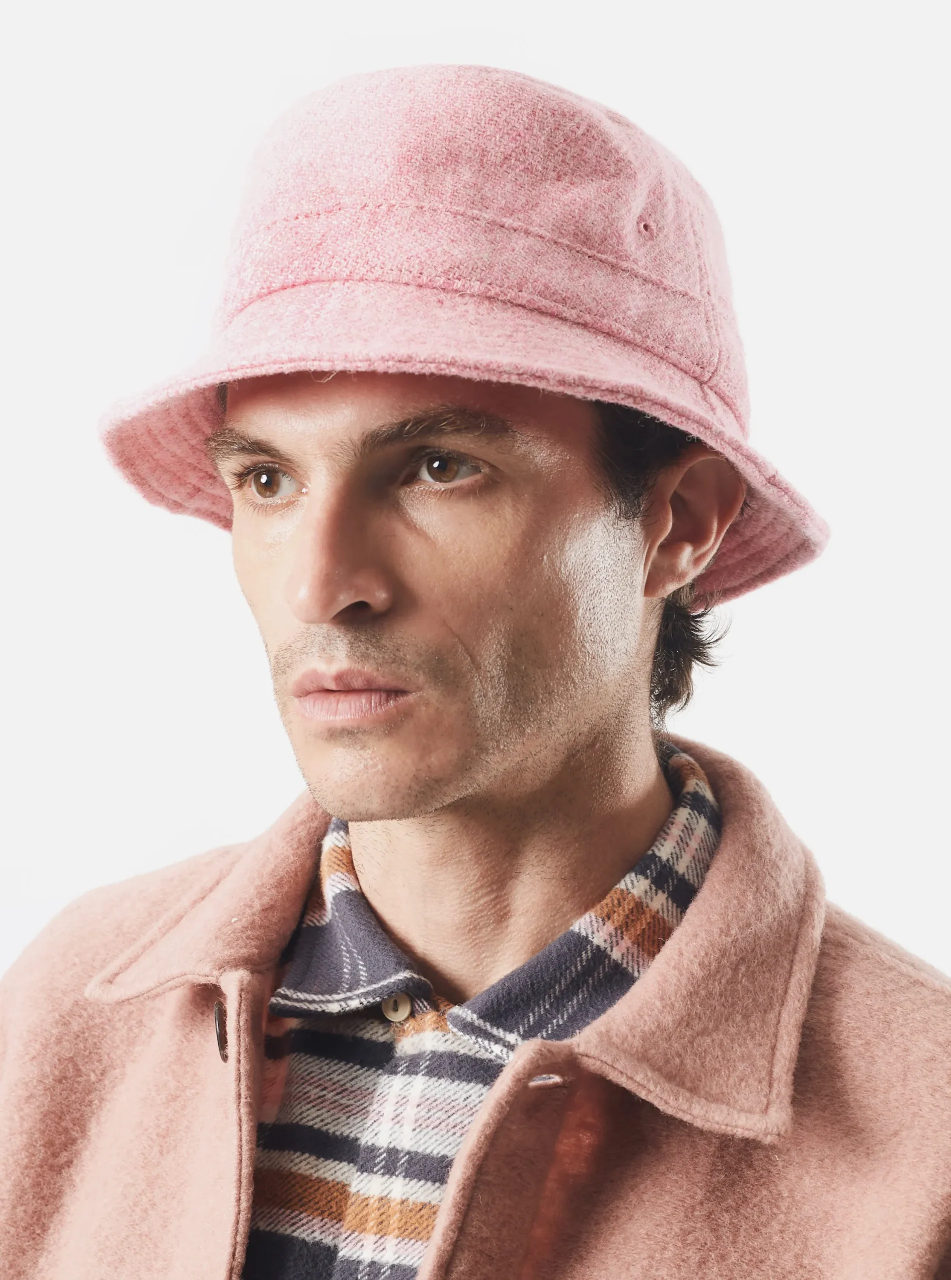 Discount Bucket Hat In Pink Harris Tweed Men Accessories.