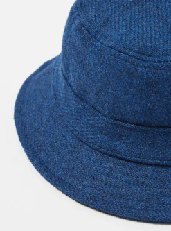 Sale Bucket Hat In Indigo Harris Tweed Men Accessories.