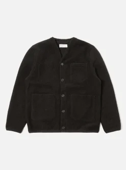 Hot Cardigan In Black Wool Fleece Men Fleece.