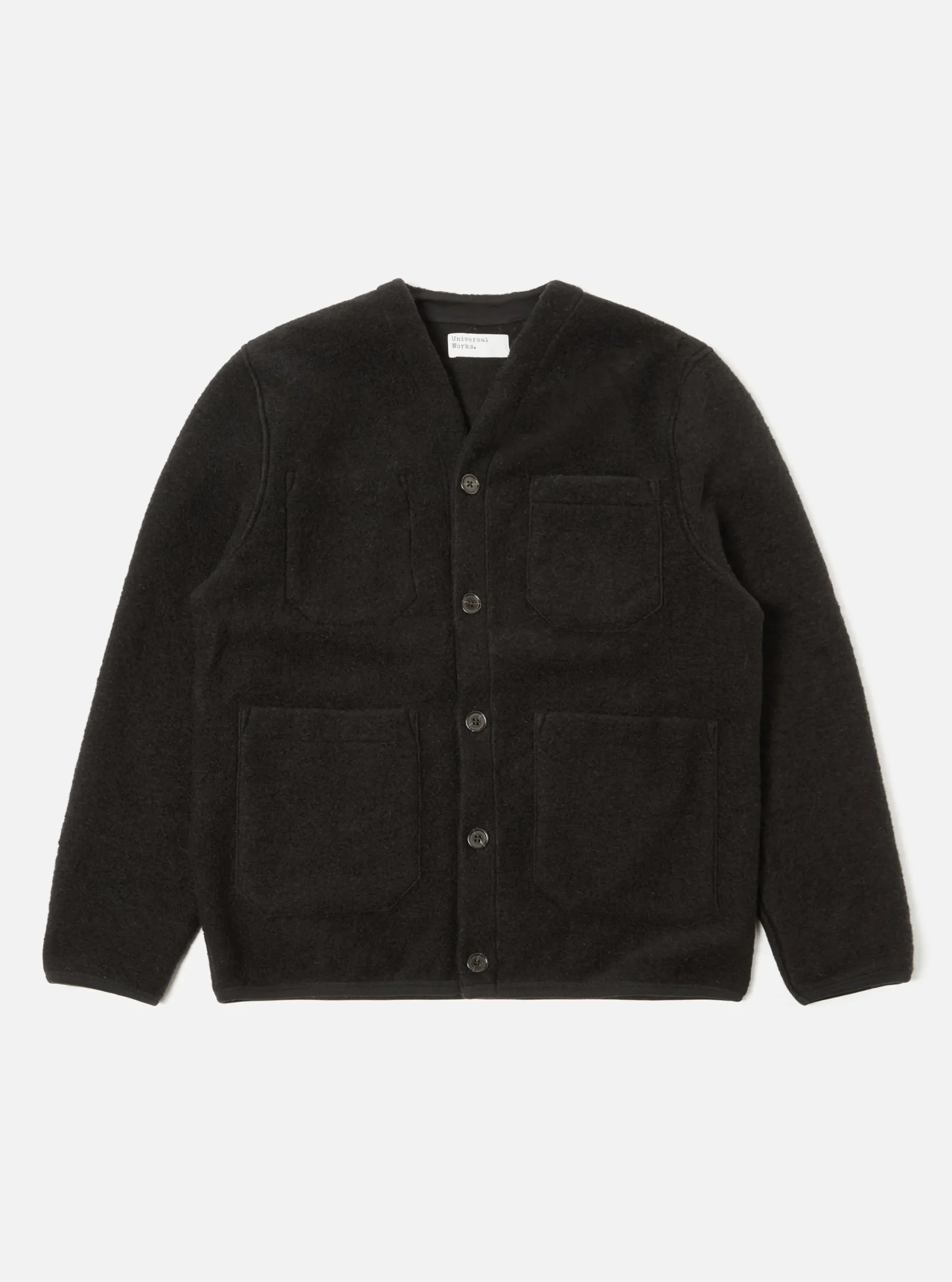 Hot Cardigan In Black Wool Fleece Men Fleece.