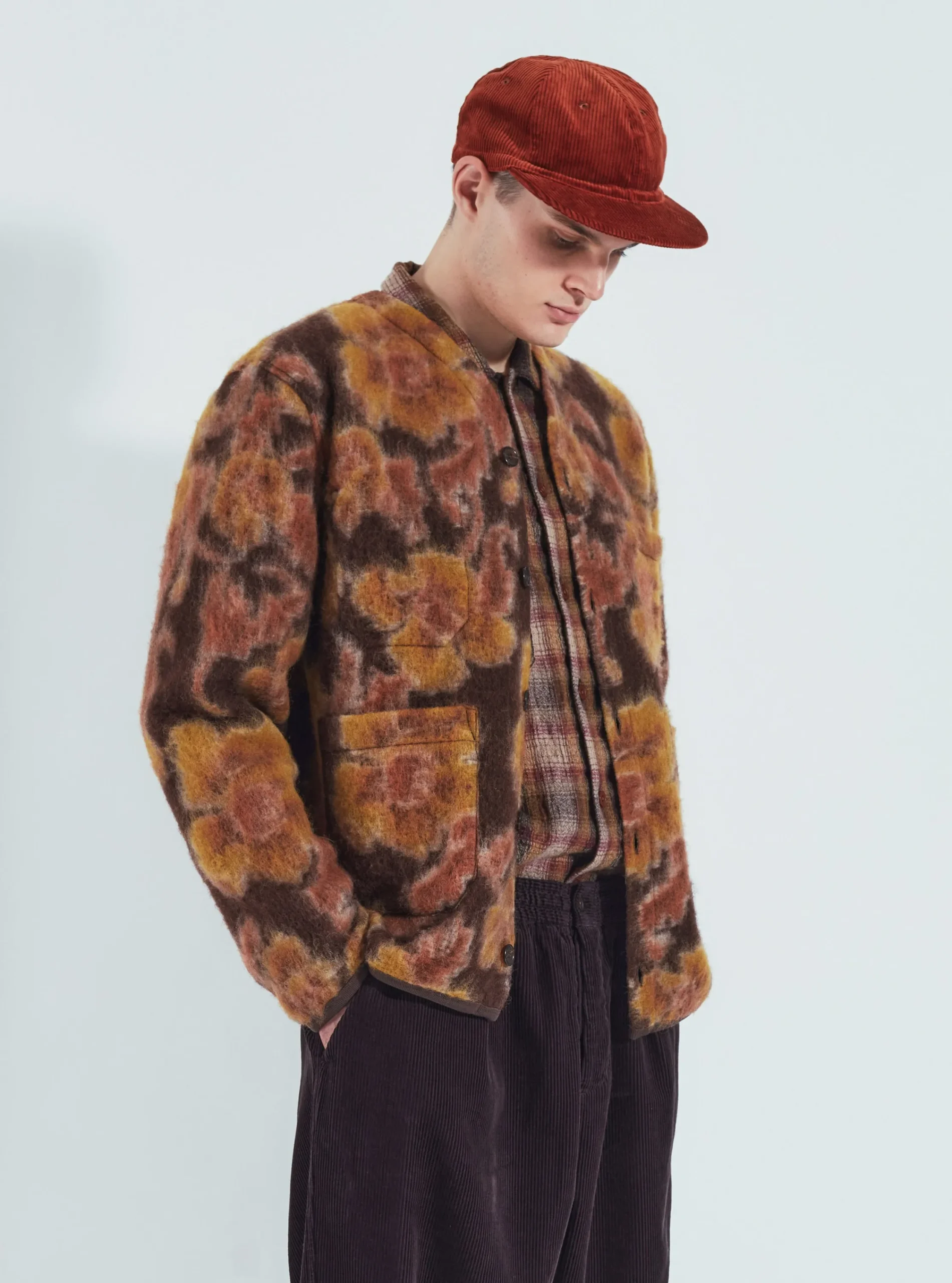 Sale Cardigan In Brown Flower Fleece Men Fleece.