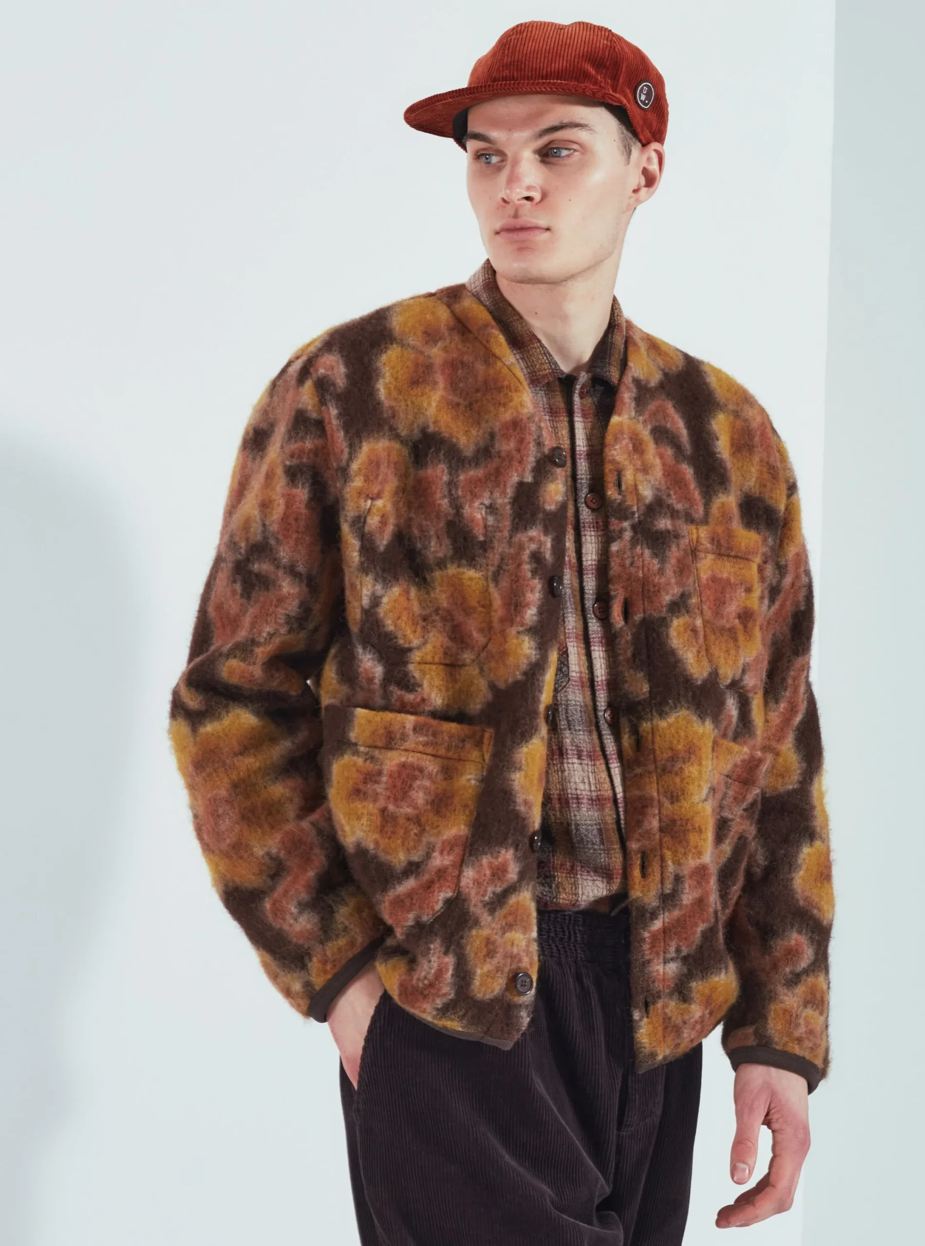 Sale Cardigan In Brown Flower Fleece Men Fleece.